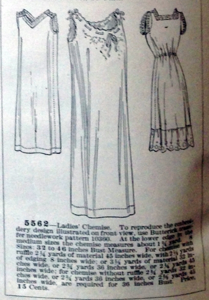 lingerie of 1915 butterick 5562 chemise 1